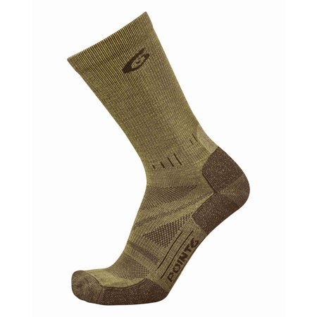 POINT6 Tracker Extra Light Cushion Crew Socks, Coyote Brown, Large, PR 11-0200-402-07